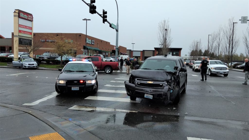 Scene of a police-involved crash on Main Street (April 11, 2019). Photo: My Ferndale News