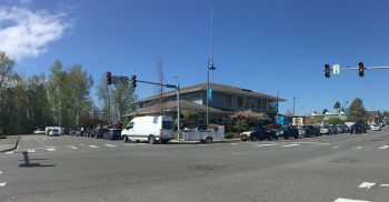 The lineup for free garbage disposal during 2019 Citywide Clean Up Day extended from the City Hall parking lot, up 4th Avenue and past the library on Main Street (April 20, 2019). Photo: Mike Hiestand