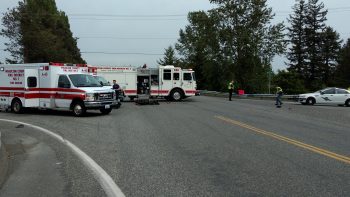 Scene of a moped vs car crash at the intersection of W Smith Road and Barrett Road (May 13, 2019). Photo: My Ferndale News
