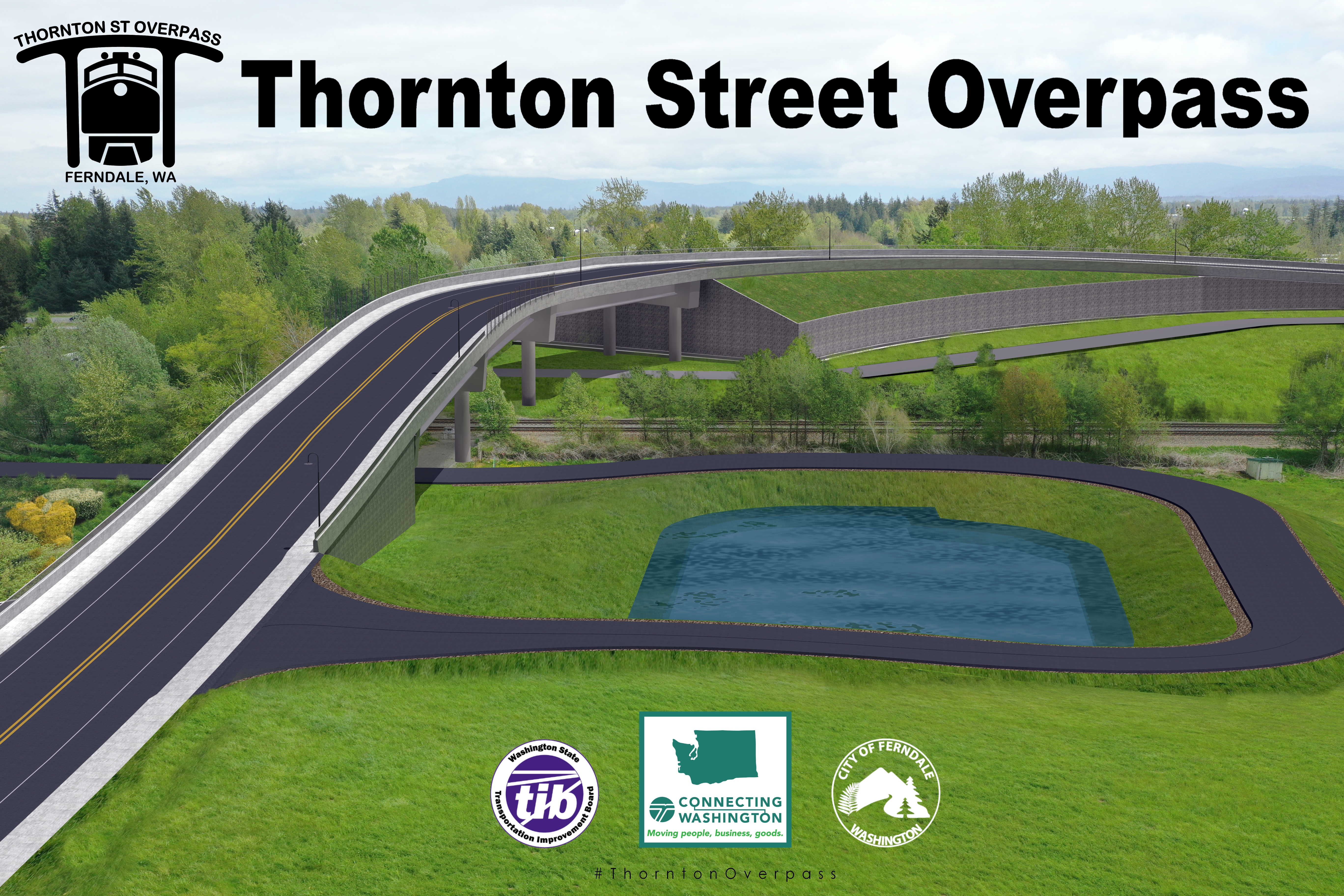 Artistic rendering of the planned Thornton Street Overpass (June 2019). Source: City of Ferndale