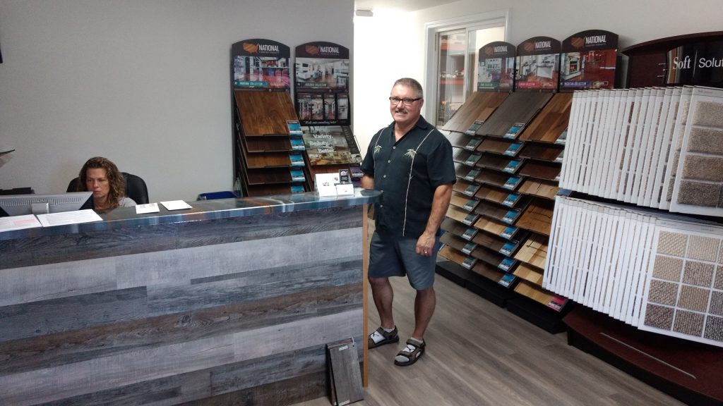 Glenn McAlpine and Michelle in The Floor Store's showroom at Grandview Business Park (July 26, 2019). Photo: My Ferndale News