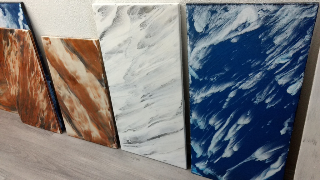 Samples of custom epoxy surfaces on display at The Floor Store (July 26, 2019). Photo: My Ferndale News