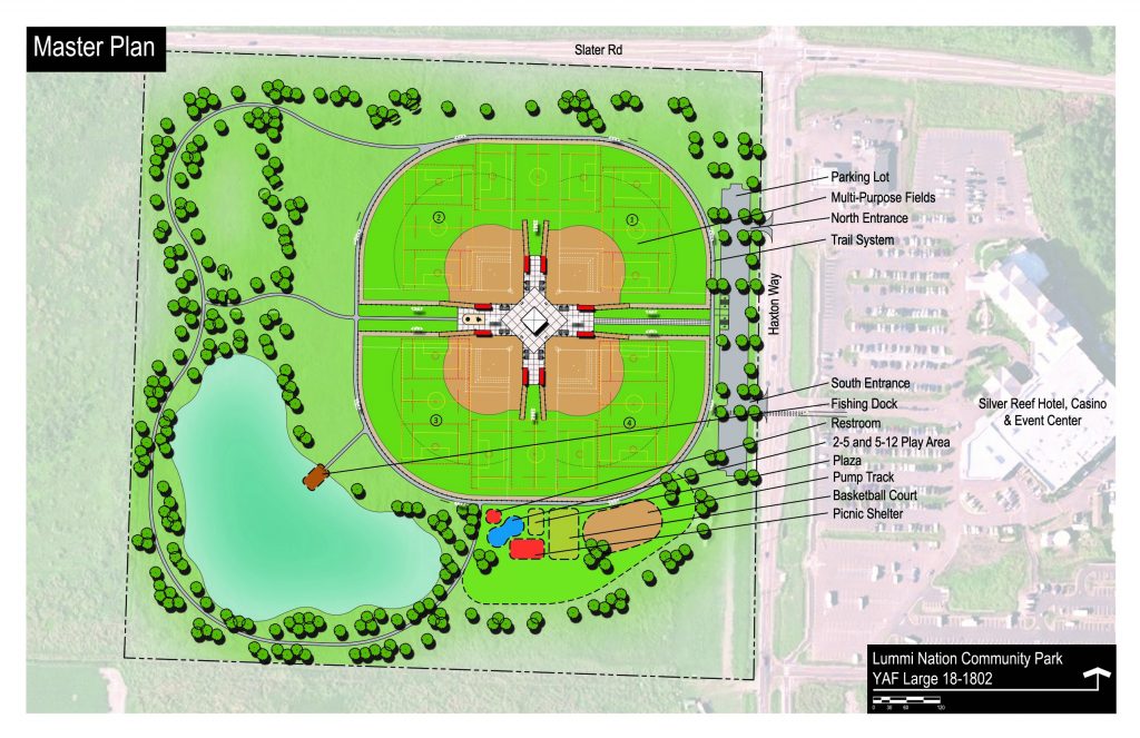 Plan for the complete Lummi Nation Community Park as submitted to the WA State Recreation and Conservation Office (RCO). Source: RCO
