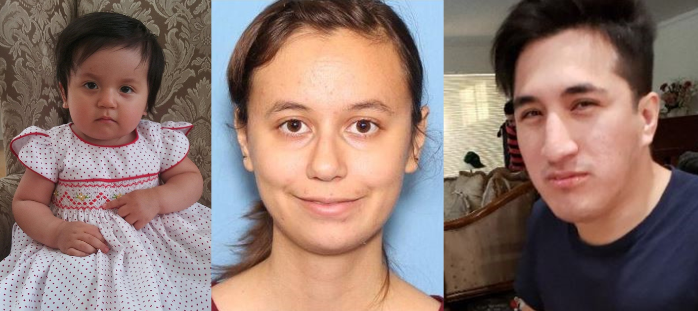 (L to R) 1-year-old Chiara Harkness, 22-year-old Gabriella Harkness and 30-year-old David Merino. Source: Law Enforcement Alerting Platform