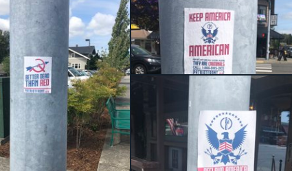 White supremacist group posters photographed in downtown Ferndale. Photo: Ryan Reilly via twitter