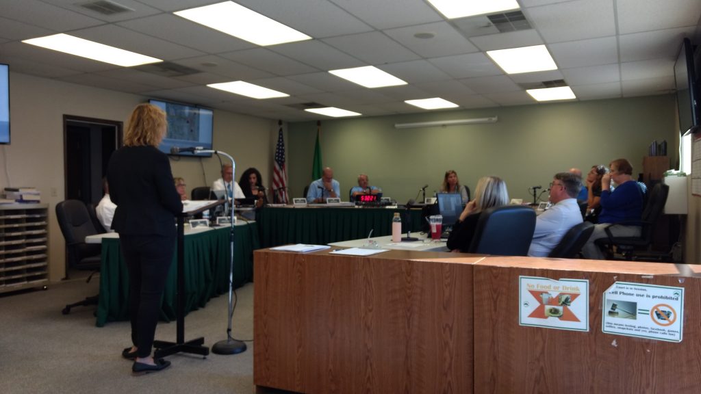Capital Projects Manager Katy Radder speaks to the Ferndale City Council (August 19, 2019). Photo: My Ferndale News