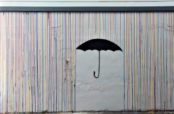 A rain and umbrella mural serves as a photo destination in downtown Ferndale where friends and family can pose standing under the umbrella (September 12, 2019). Photo: My Ferndale News