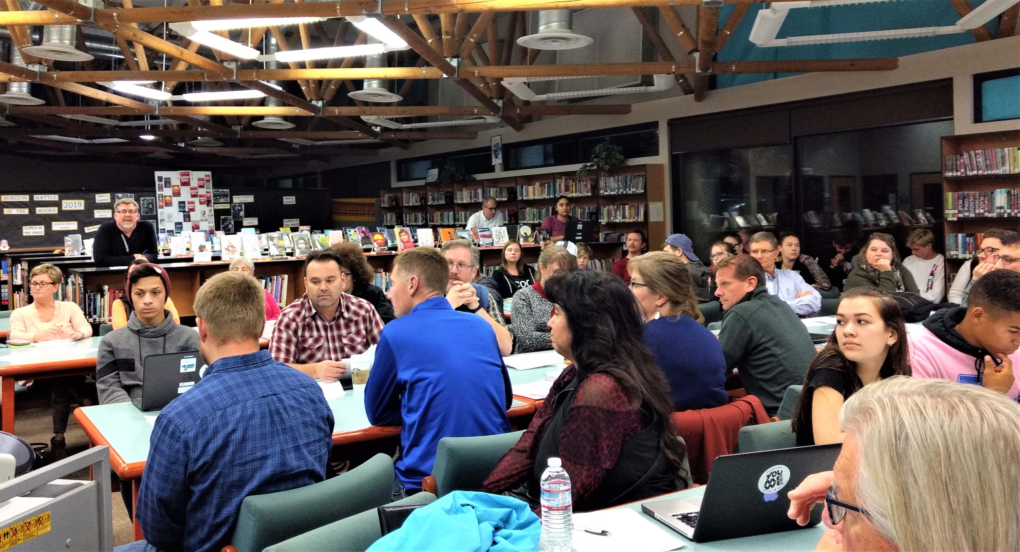 The Horizon Middle School library during a special meeting of the School Board and Bond Oversight Committee (October 15, 2019). Photo: My Ferndale News