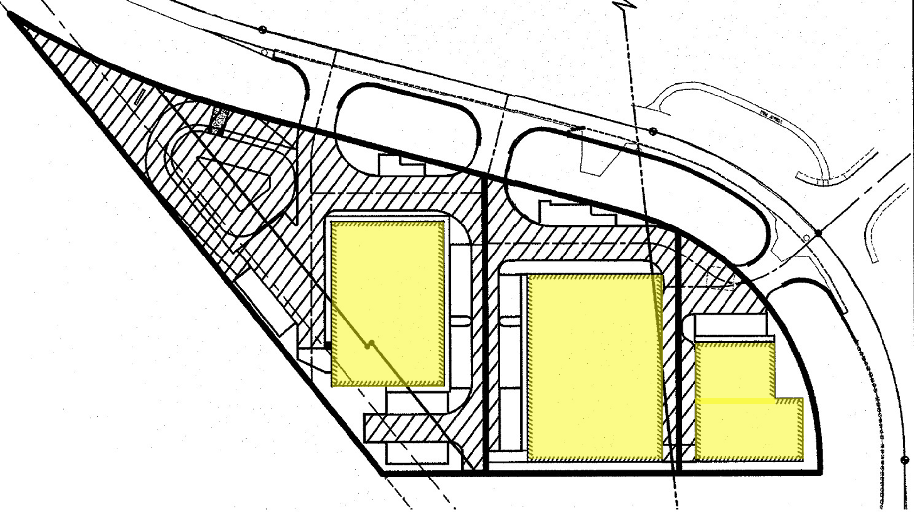 Building footprints in site plan at 3553 Barrett Road