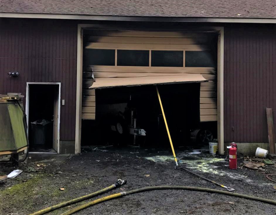 Exterior of out building on Neevel Road after a fire (October 12, 2019). Photo courtesy of WCFD7.