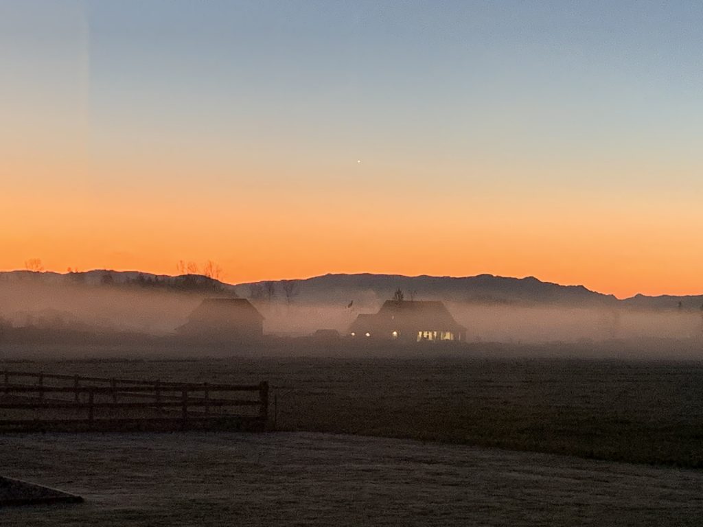 Sunrise from Unick Road (November 8, 2019). Photo courtesy of Annika Puckering.