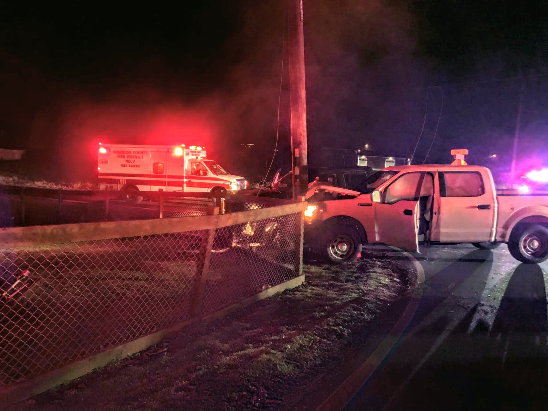Scene of a 2-car crash at Brown Road and N Star Road (December 10, 2019). Photo courtesy of WCFD7