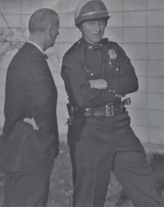 Ferndale Mayor Carl Fischer is seen talking with Police Chief Lorne Jensen (1928-2019) in this undated photo. Photo courtesy of the Jensen family.