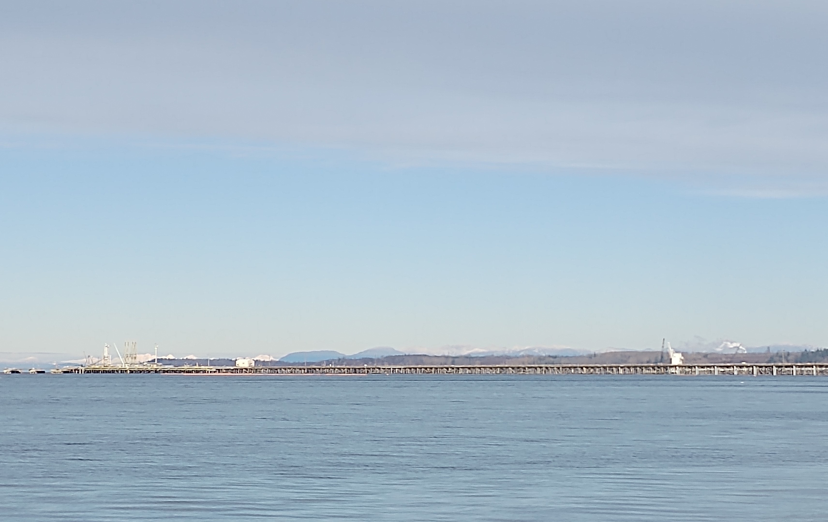 Phillips 66 Ferndale Refinery pier located near Neptune Beach is 1 of 3 between Neptune Beach and Cherry Point (December 22, 2019). Photo: My Ferndale News