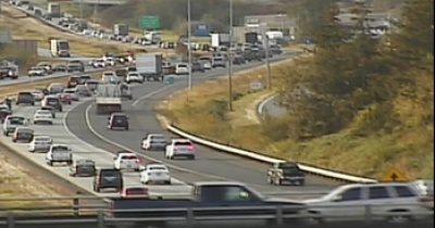 I-5 traffic viewed from Main Street during a morning commute (August 30, 2016). Photo: WSDOT traffic camera