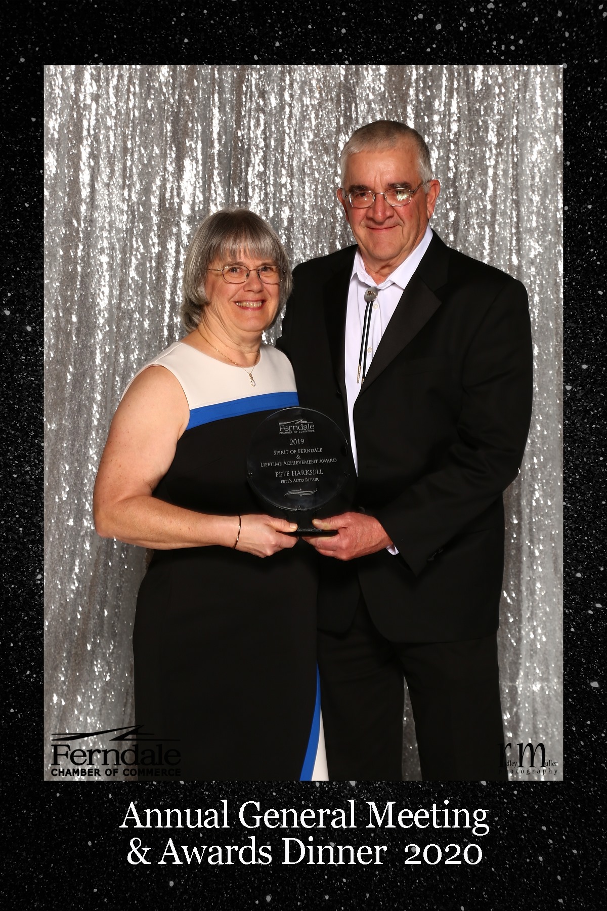 Pete and Nita Harksell pose with the Ferndale Chamber Spirit of Ferndale and Lifetime Achievement award (January 16, 2020). Photo: Radley Muller - Source: Ferndale Chamber