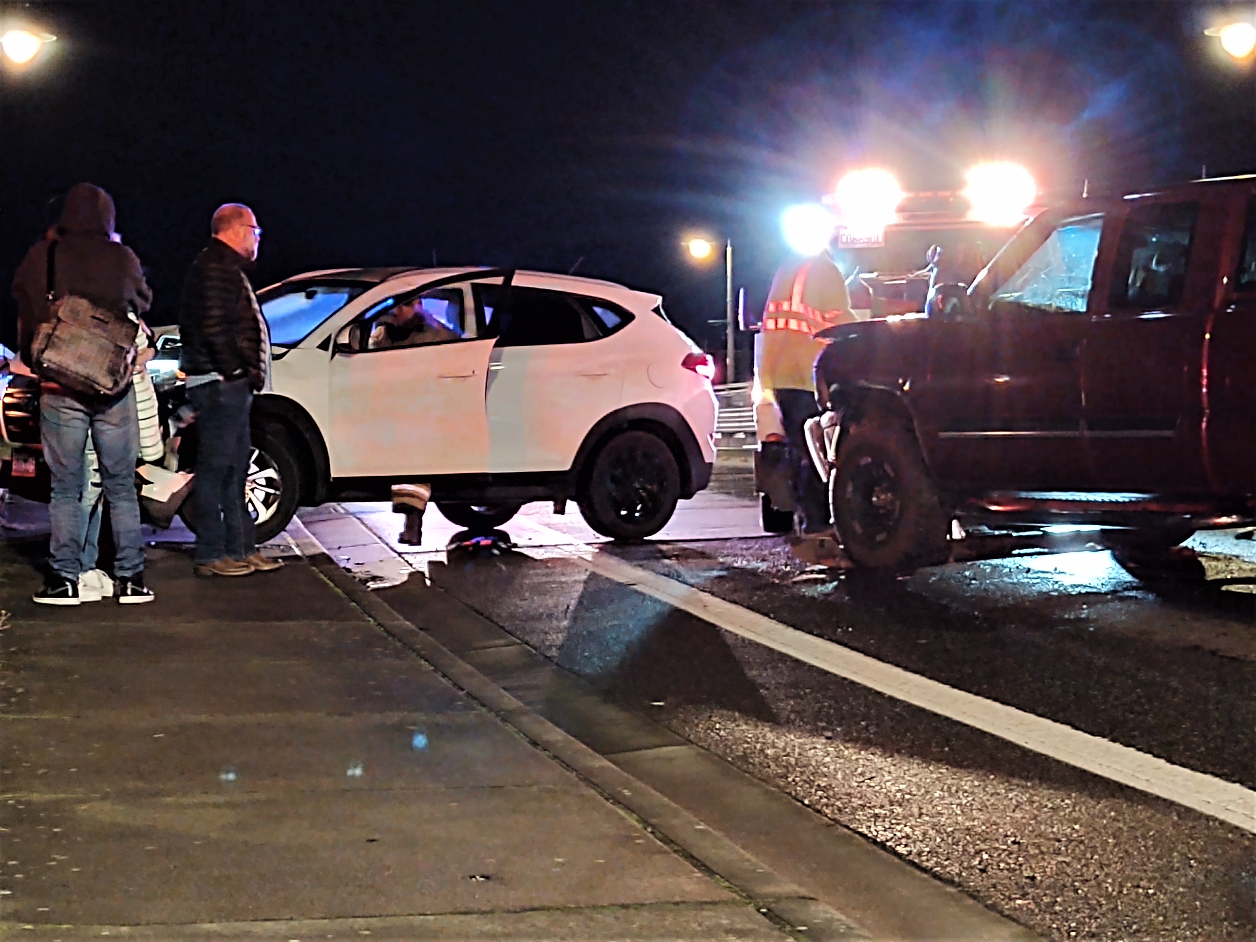 Scene of a 2-vehicle crash on Pioneer Bridge (January 8, 2020). Photo: My Ferndale News