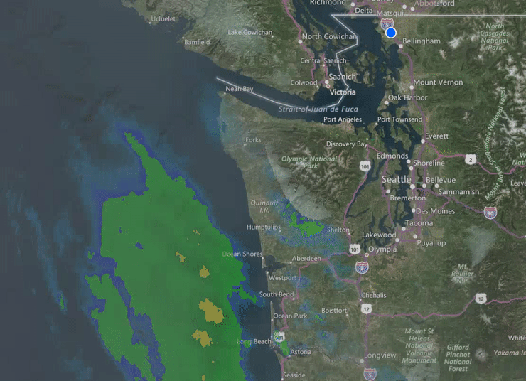 Weather radar as of 6:30pm January 17, 2020. Source: ACME AtronOmatic, LLC