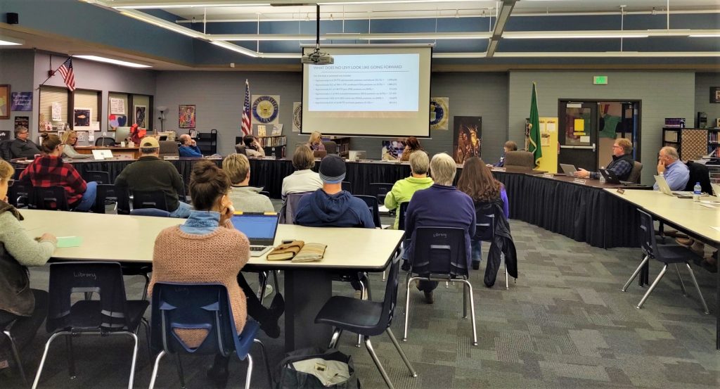 Ferndale School Board emergency special meeting at Vista Middle School library (February 17, 2020). Photo: My Ferndale News