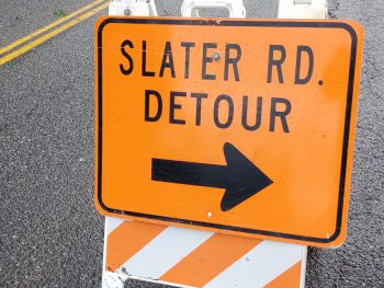 Whatcom News file photo - Slater Road detour sign