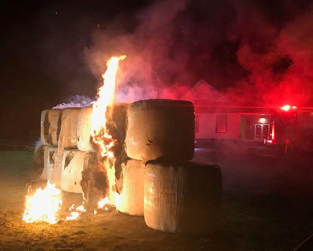 Scene of a suspected arson fire at the intersection of Grandview and N Enterprise Roads (February 16, 2020). Photo courtesy of Jeff Kentch.