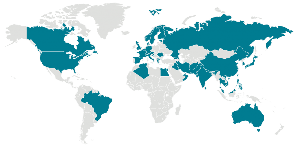 Global map indicating which countries have confirmed COVID-19 cases. As of 8am PT February 27, 2020. Source: Centers for Disease Control and Prevention (CDC)