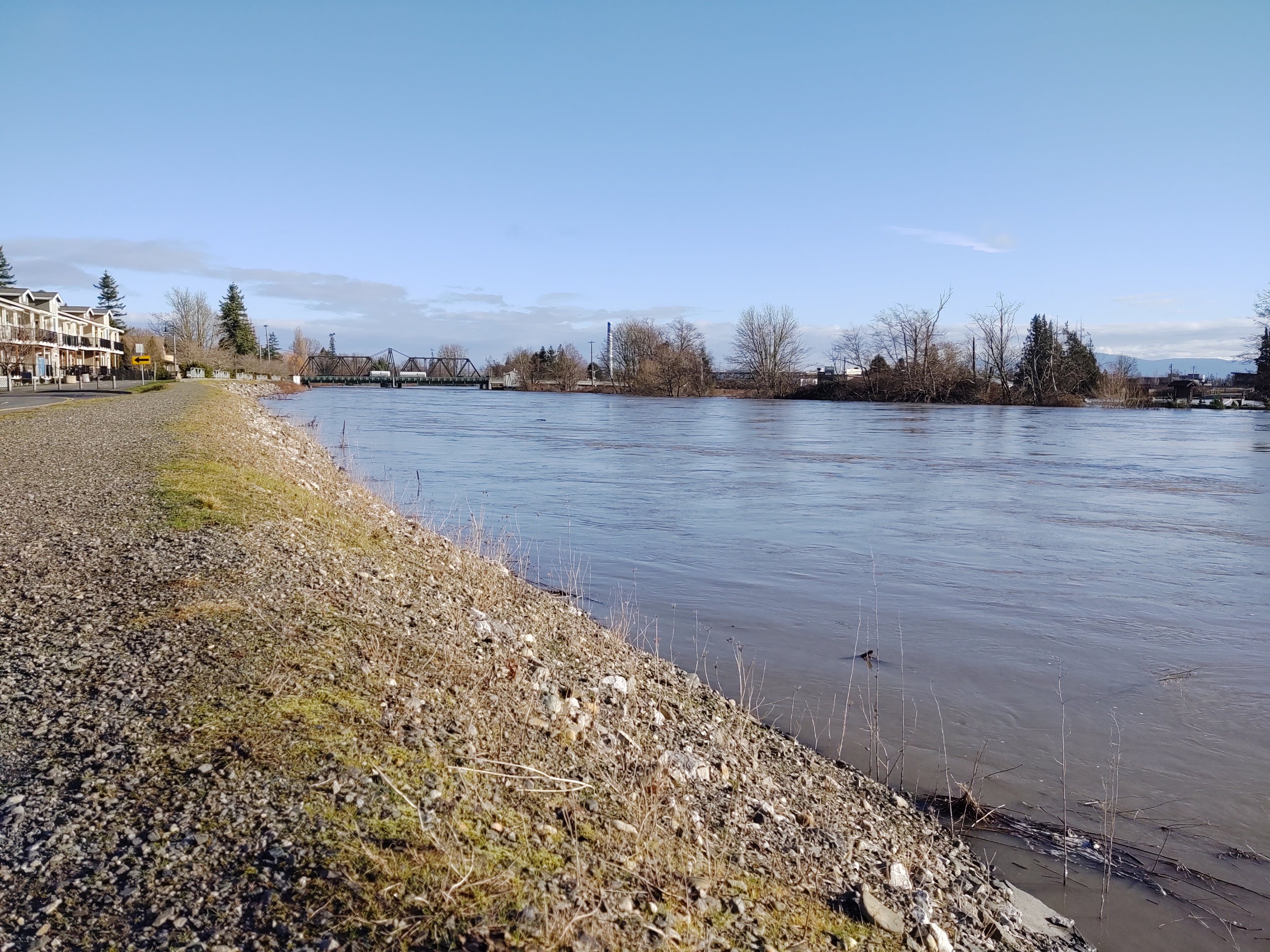 Looking north toward Main Street from Cherry Street while the Nooksack River was flowing at just below 21 feet (February 2, 2020). Photo: My Ferndale News