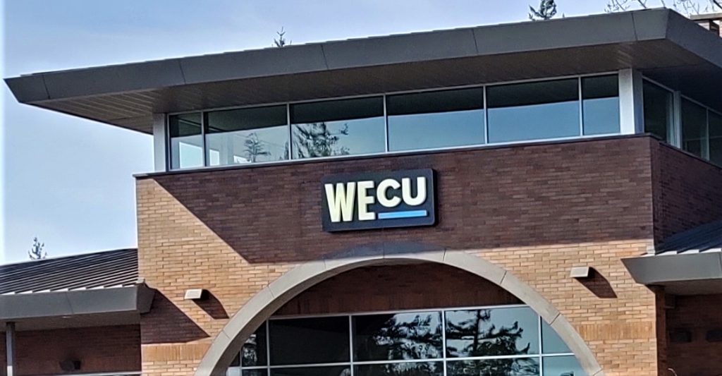 Ferndale branch of Whatcom Educational Credit Union (March 19, 2020). Photo: Whatcom News