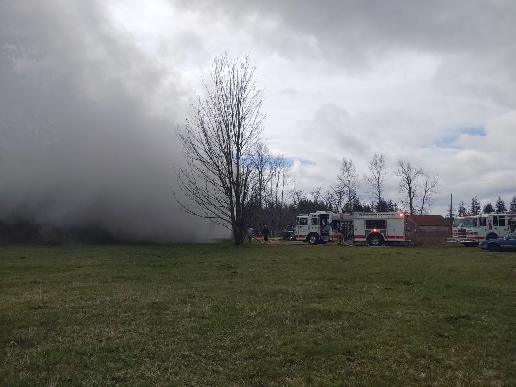 Scene of a fatality residential fire at the intersection of N Enterprise and Harksell Roads (March 30, 2020). Photo: My Ferndale News