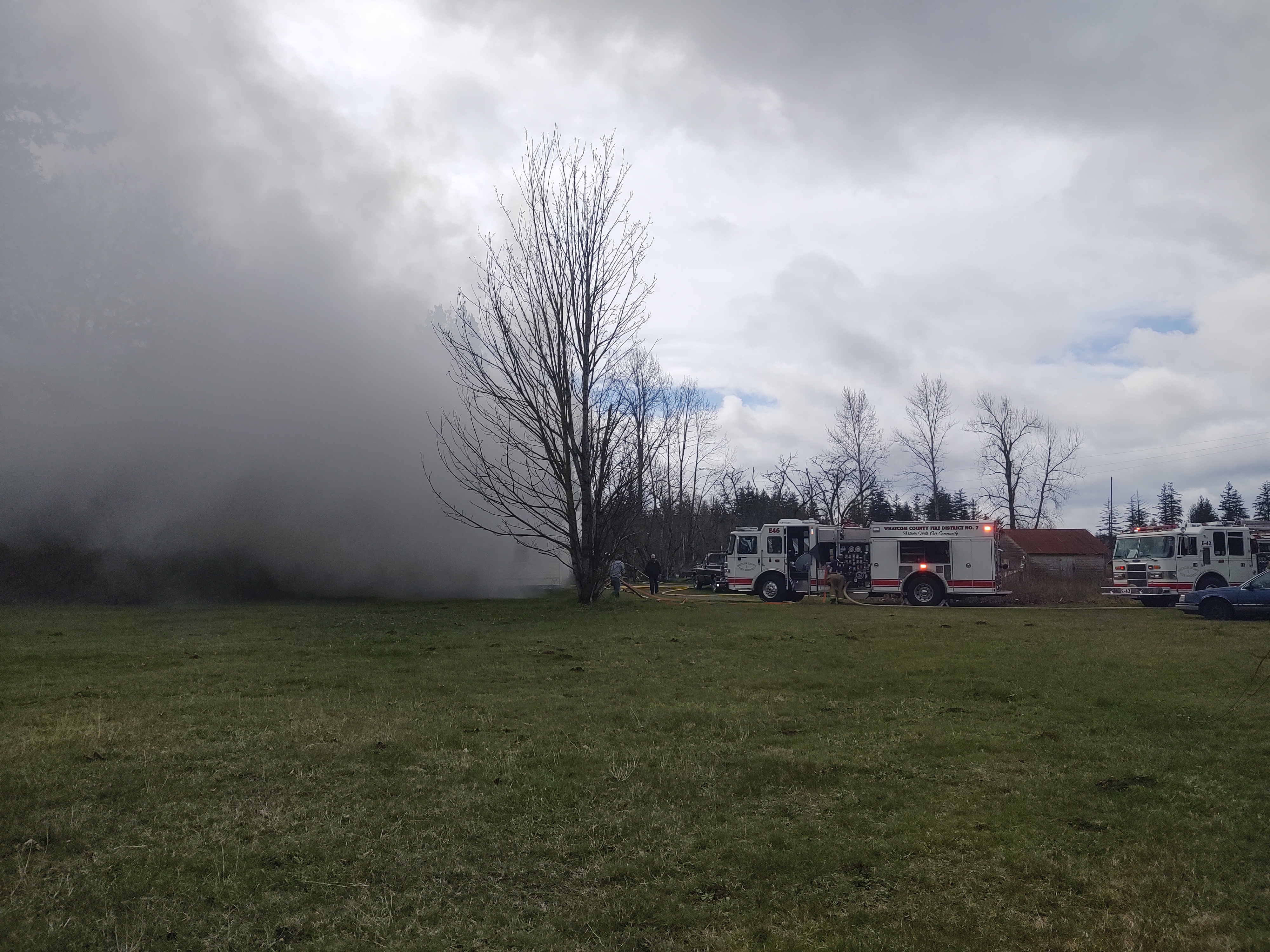 Scene of a fatality residential fire at the intersection of N Enterprise and Harksell Roads (March 30, 2020). Photo: My Ferndale News