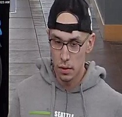 Security camera image of WECU branch robbery suspect (March 2, 2020). Source: Bellingham Police Department