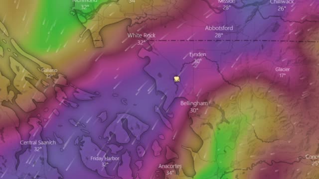 Animated Fraser Valley outflow wind graphic forecast. Source: Windy.com