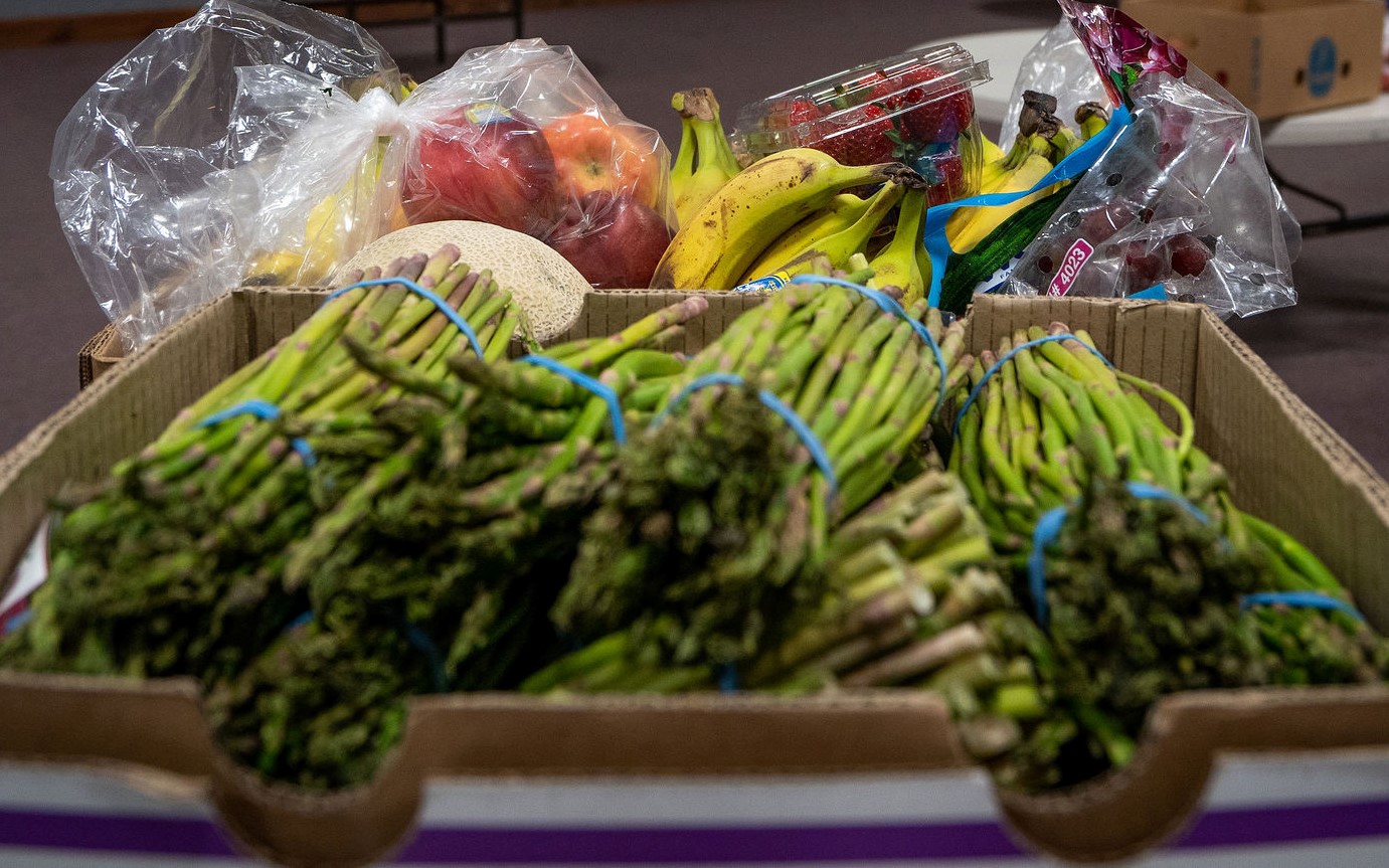 Miracle Food Network produce awaits distribution (April 13, 2020). Photo: Alex Bodi Hallett of Sattva Photo