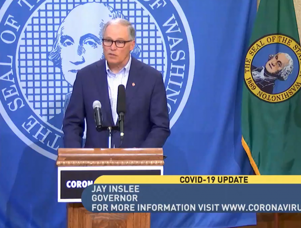 Gov. Jay Inslee announces plans to reopen public recreation lands (April 27, 2020).