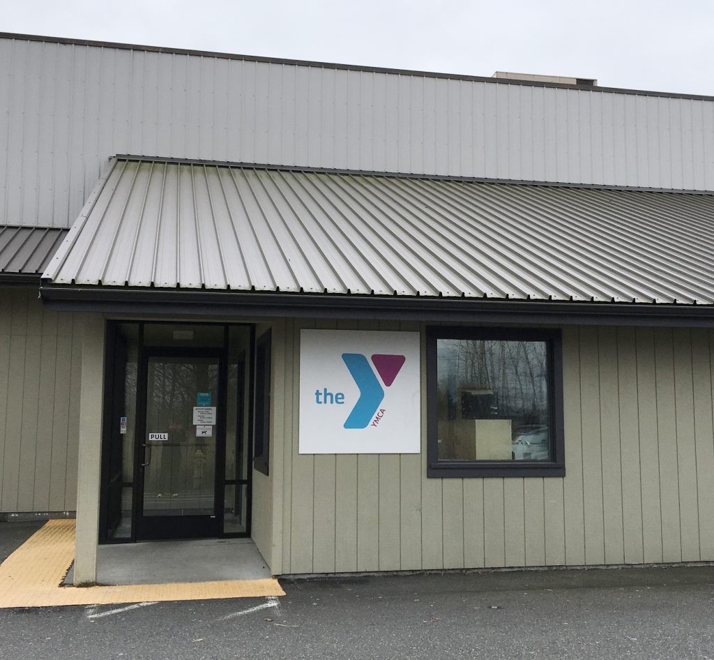 Entrance to the Ferndale YMCA at 5610 Barrett Road (2018). Photo courtesy Whatcom Family YMCA