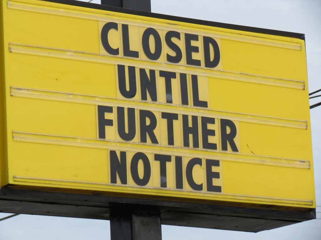 Business closed reader board message during COVID-19 closures (April 17, 2020). Photo: My Ferndale News