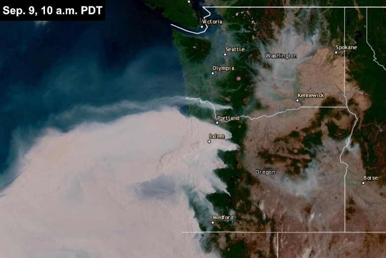 GOES satellite image as of September 9, 2020 at 10am.