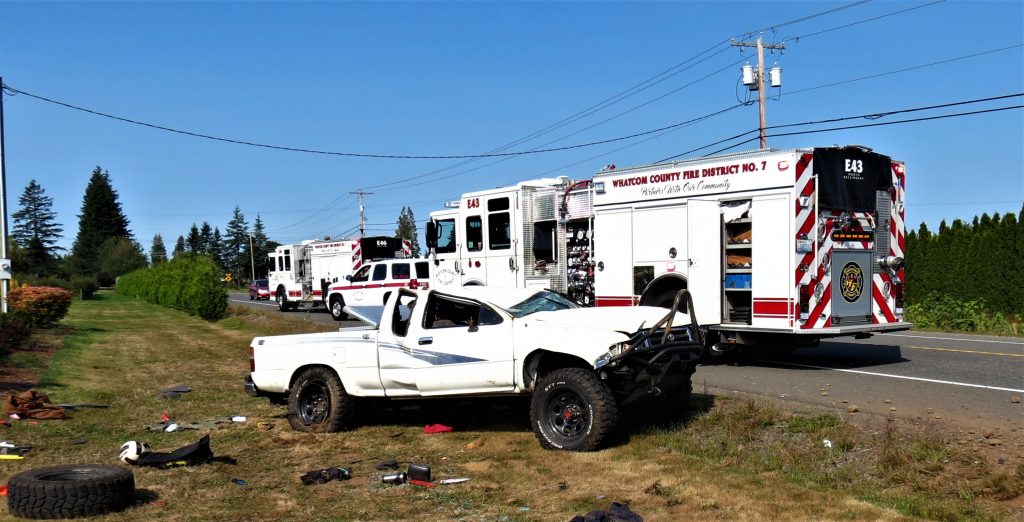 Scene of a rollover crash in the 6200 block of Northwest Drive (September 4, 2020). Photo: My Ferndale News