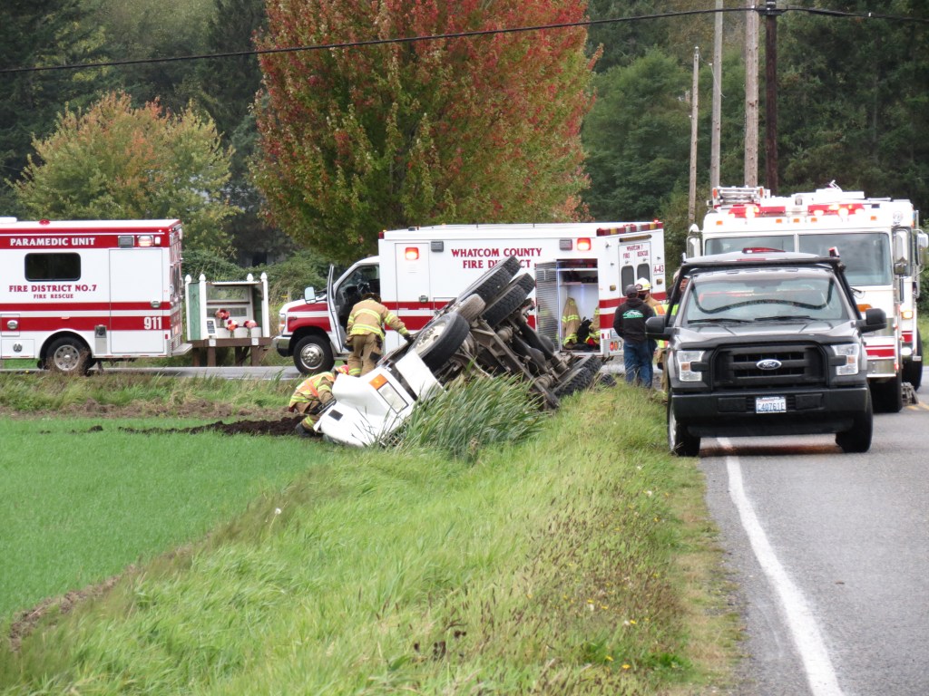 Scene of a rollover crash on Ulrich Road near S Church Road (October 9, 2020). Photo: My Ferndale News