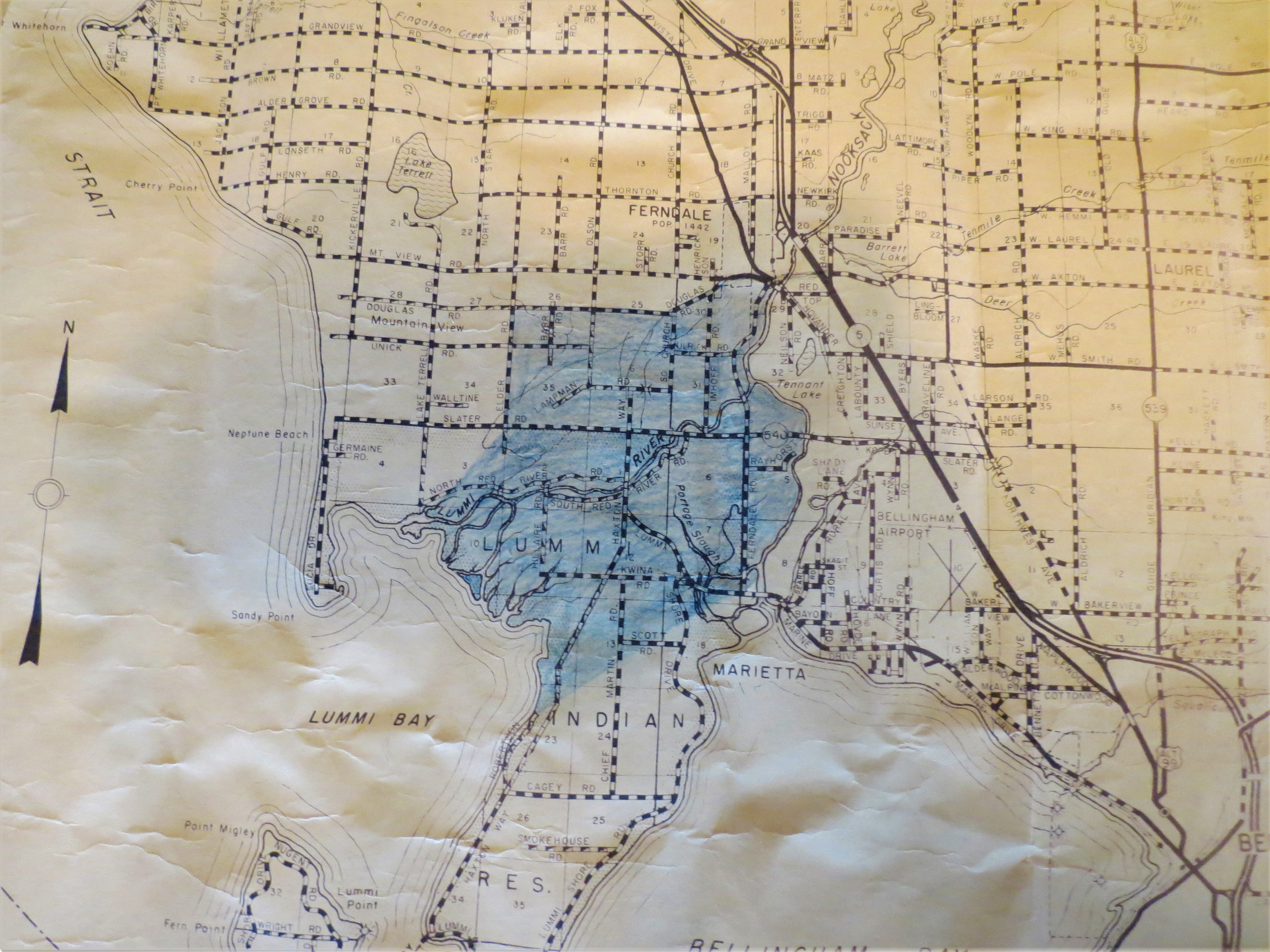Undated map of western Whatcom County. Courtesy of Sheri Ellis