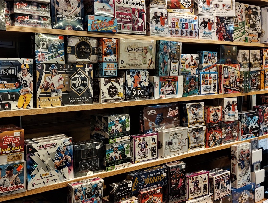 Remaining "hobby box" product after a burglary at Joe's Sports Cards (November 14, 2020). Photo: My Ferndale News