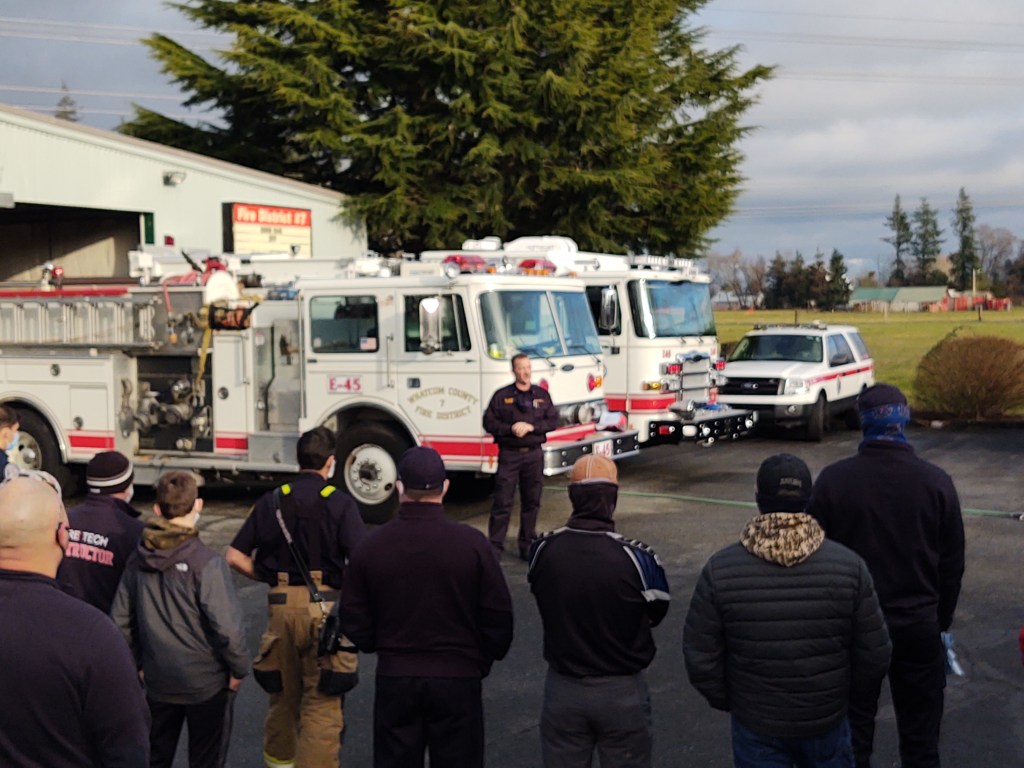 WCFD7 Division Chief Justin Iverson addresses the crowd prior to the "Push-In" ceremony at Station 45 (December 28, 2020). Photo: My Ferndale News
