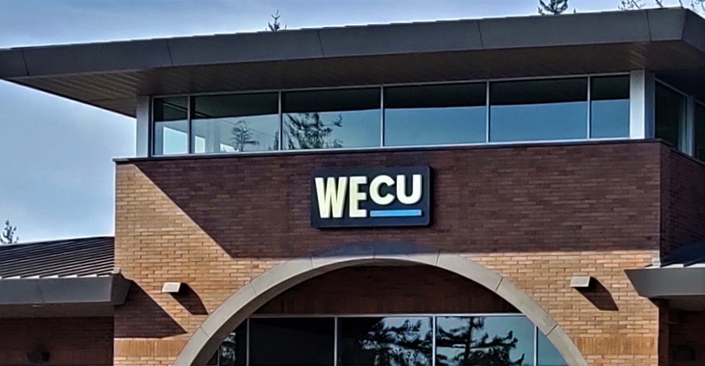 Whatcom Educational Credit Union (WECU) Ferndale branch exterior (March 19, 2020). Photo: My Ferndale News