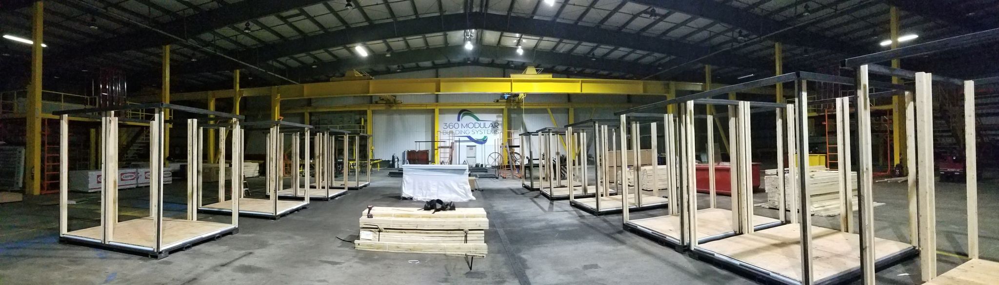 Module units being constructed inside the 360 Modular Building Systems facility (January 2021). Photo courtesy of 360 Modular Building Systems