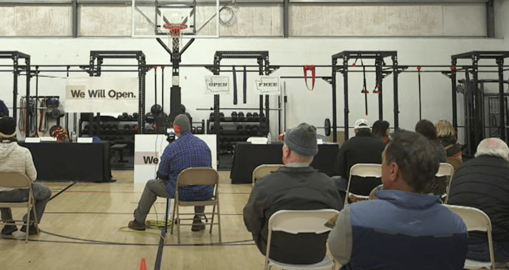 Business owners and policy experts gather to discuss options available to businesses impacted by COVID-19 mandates from the state (January 7, 2021). Still from live-stream video