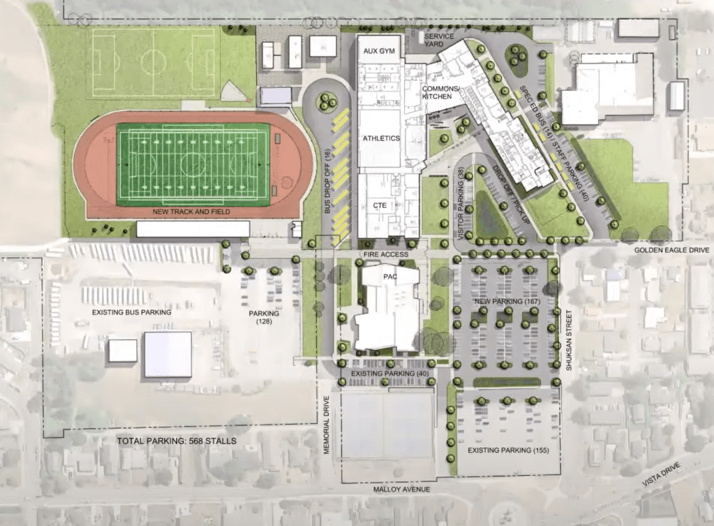 Rendered site plan for the new Ferndale High School. Source: Ferndale School District