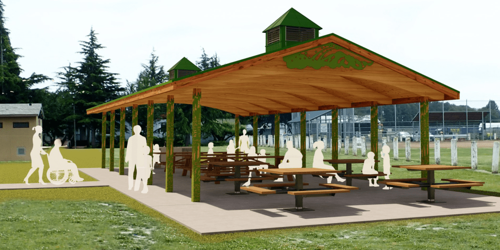 Artistic rendering of proposed Pioneer Park picnic shelter. Source: City of Ferndale