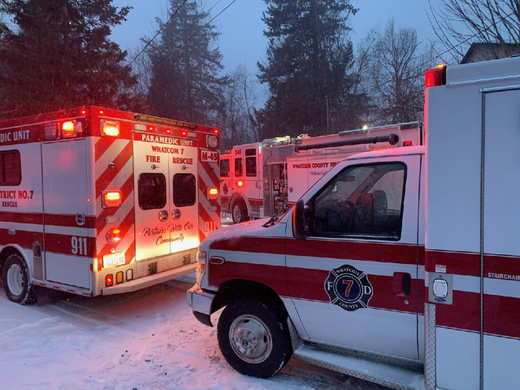 WCFD7 crews on scene of a chimney fire during a snow event (February 13, 2021). Photo courtesy of WCFD7