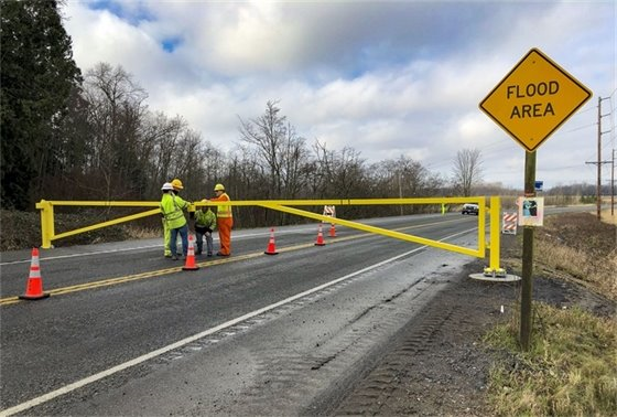 Whatcom County photo of 1 of the road barriers installed on Slater Road. Source: Whatcom County Public Works