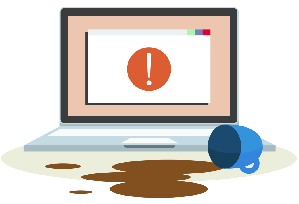 Microsoft error coffee spill illustration. Source: Microsoft